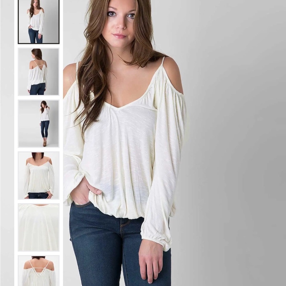 Free People ivory Lace Long Sleeve Top; size S;new